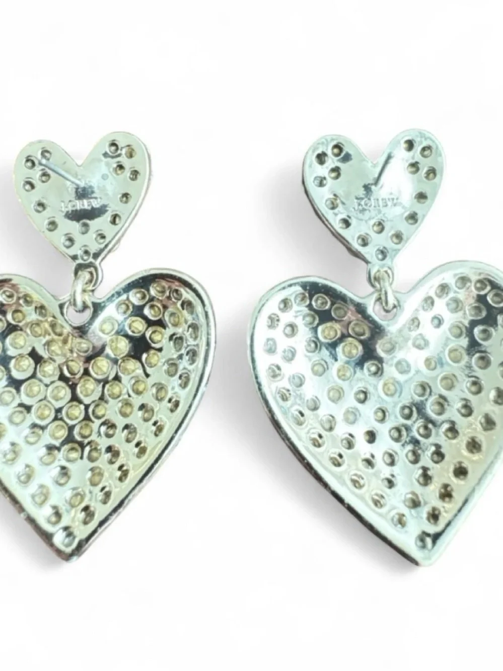 J.Crew Crystal Double Heart Statement Earrings